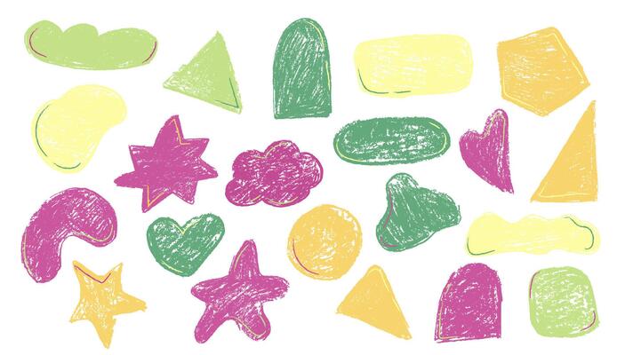 Crayon text box frame. Doodle shape with rough brush border element. Pastel square, rectangle, organic and cloud grunge highlight speech bubble icon. Paint handdrawn childish memo tag design.