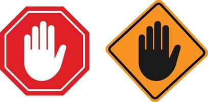 Stop hand sign set vector