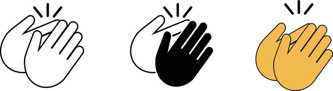 aplausos manos icono conjunto . aplausos gesto en silueta, describir, y plano color estilos con movimiento líneas vector