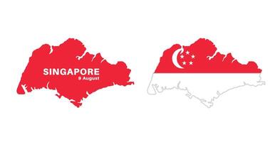 singapore flag and map set. singapore flag in official colors and proportions., map vector