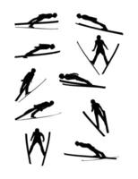 ski jumping silhouettes set vector