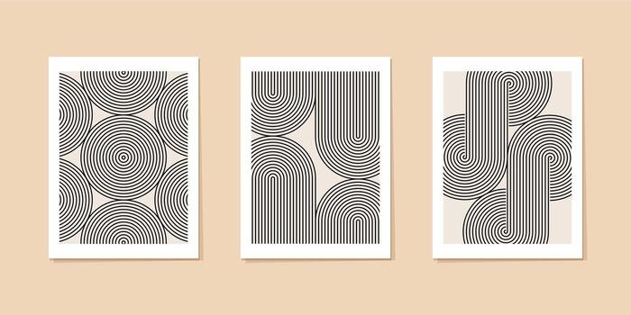 Concentric line circle, arch pattern, endless eternity curve. Abstract 60s modernism S shape. Orient undulate semicircle, repeated rainbow border. Optical illusion poster print, oval geometric path vector