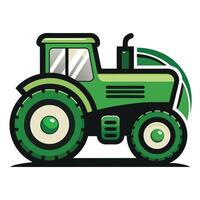 Green Cartoon Tractor with Detailed Outline, Farm Vehicle Illustration on White Background vector