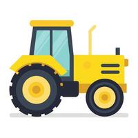 Yellow Farm Tractor Isolated on White Background, Agricultural Machine Illustration Image vector