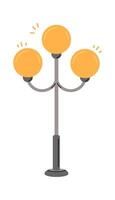 Vintage street light with three lamps flat icon vector