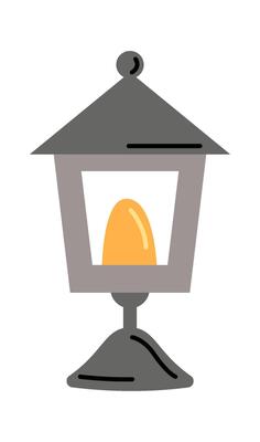 Vintage street light flat icon Ancient lamp