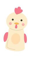 Cute soft chicken puppet flat icon Handmade toys vector