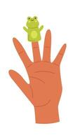 Cute soft frog puppet on fingers flat icon Toys vector