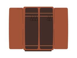 Wooden wardrobe for clothes flat icon Illustration vector