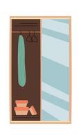 Modern sliding mirror wardrobes with clothes flat icon vector