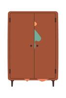 Wooden wardrobe for clothes flat icon Flat Illustration vector
