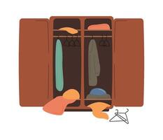Wooden wardrobe for clothes flat icon Flat Illustration Icon vector