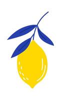 Fresh lemon fruit on branch flat icon vector