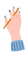 Hand with pencil flat icon vector