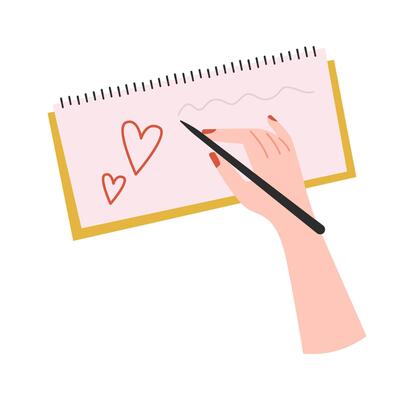 Hand writing on notebook flat icon Education tool