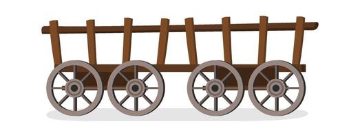 Vintage wooden cart flat icon Illustration vector