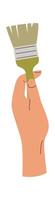 Hand with paint brush flat icon Office supplies and stationery Flat Illustration vector