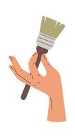 Hand with paint brush flat icon Office supplies and stationery Flat Illustration Hand Drawn Icon vector