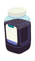 Organic chia seeds in jar flat icon vector