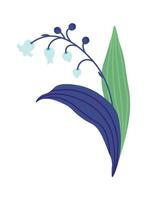 Lilies of valley with leaves flat icon Spring flower vector