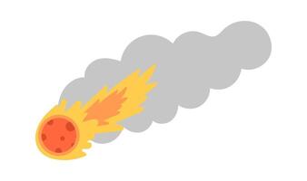Comet flat icon Natural disaster Fire ball vector