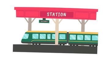 Train on railway station platform flat icon Railway station vector