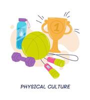 Physical culture lesson elements flat icon vector