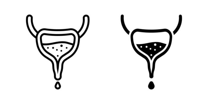 Bladder icon set. Simple line art illustration of a bladder with fluid. Useful for medical, healthcare, anatomical and educational concepts. vector