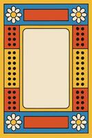 Retro daisy flower border with colorful blocks vector