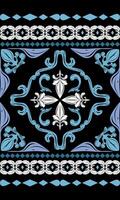 Ornamental seamless pattern with stylized flower and baroque elements. Luxury Textile Design Elegant Vintage Scroll High contrast elegant black and blue design suitable for textiles heritage damask vector