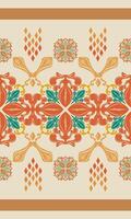 Elegant baroque floral repeat with bold leaf shapes and structured composition in deep orange and green. Ideal for fabric prints, interior decor elements, high-end digital papers, tapestries scrapbook vector