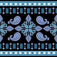 Bold damask stripe pattern with baroque elements in black, blue, turquoise. Luxury Delicate Exotic Soul and Spirit Great for elegant packaging, fabric, digital decor, silk weaves, royal ornament, lace vector