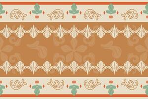 Horizontal folk-style pattern with lace-inspired details and muted terracotta shades. Designed for wrapping paper, scrapbook backgrounds, or cultural design pieces needing warmth and traditional charm vector