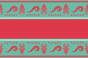 Horizontal seamless border pattern in red and green mint tone. Luxury motif graphic Suitable for fabric trims, clothing embellishments, wallpaper, product packaging, traditional handicraft, scarf, rug vector