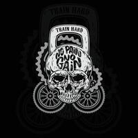 Grunge Skull Fitness Gym Motivational Poster Train Hard No Pain No Gain vector