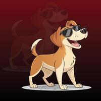 Stylish Brown Cartoon Dog Wearing Sunglasses in Confident Stance vector