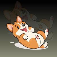Adorable Corgi Lazy Puppy Dog Belly Up in Joyful Mood vector