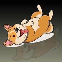 Funny Tongue Out Cartoon Lazy Puppy Dog Rolling Over vector