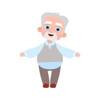 Cute character smiling grandfather with arms outstretched vector