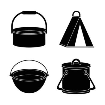 Space Exploration Icons Set Silhouette Illustrations of a Ringed Planet Spaceship Star and Moon with Stars Perfect for Science Education and Design Projects vector