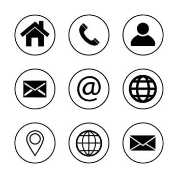 un conjunto de íconos ese incluir un teléfono, correo electrónico, y habla a vector