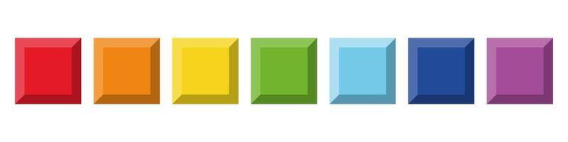 Block Blast game style colorful 3D tiles. Bright glossy square blocks in rainbow colors for puzzle or match game UI. Perfect design elements for casual arcade interface and game assets. vector