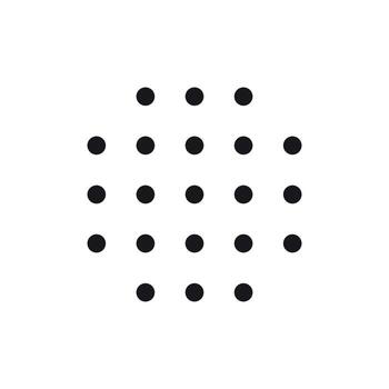 mínimo punto cuadrícula modelo con igualmente espaciado negro círculos arreglado en un circular forma en blanco antecedentes vector