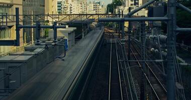 The train goes through the city video