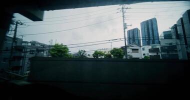 A view of the city from inside a train video