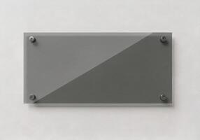 Black Frosted Glass Panel Mounted on White Interior Wall for Mockup 2 photo