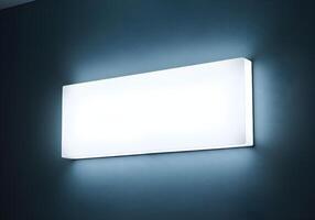 Rectangular Wall Light Fixture Illuminating a Textured Surface for Logo Mockup 2 photo