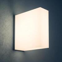 Wall Light Fixture Illuminating a Textured Interior Wall for Logo Mockup 1 photo