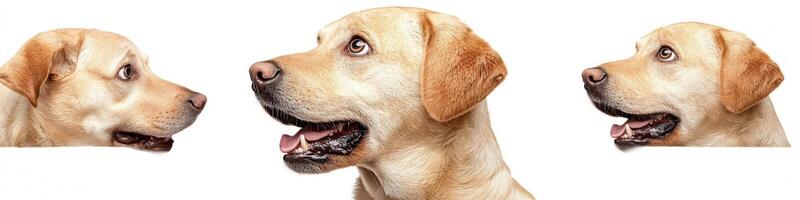 Labrador retriever dog isolated on white background. Collage. photo