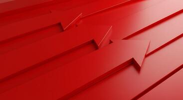 3d rendering of red arrows on a red background photo